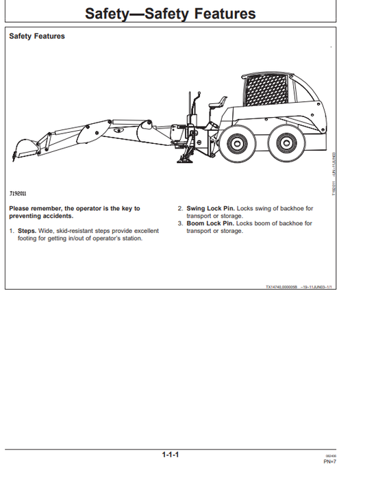 JOHN DEERE UTILITY BACKHOE PRO960 OPERATOR MANUAL OMT203936