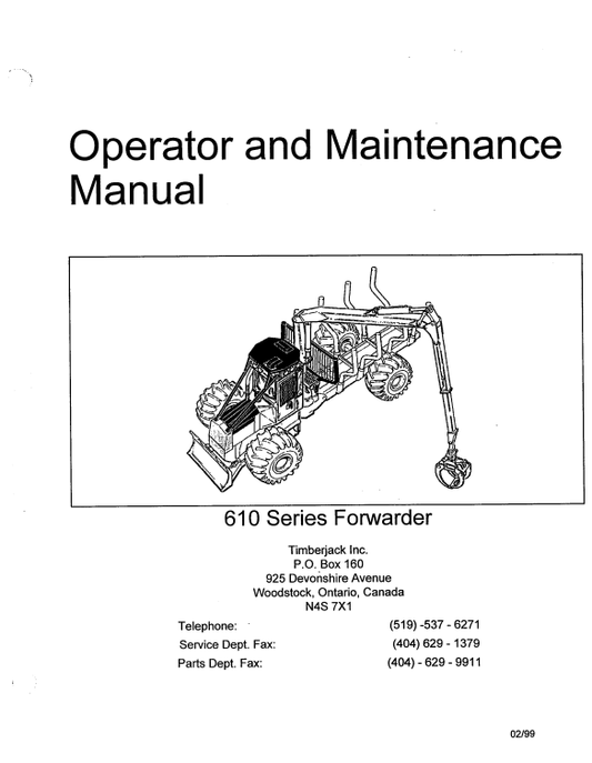 JOHN DEERE TIMBERJACK 610 FORWARDER OPERATOR MANUAL F284065