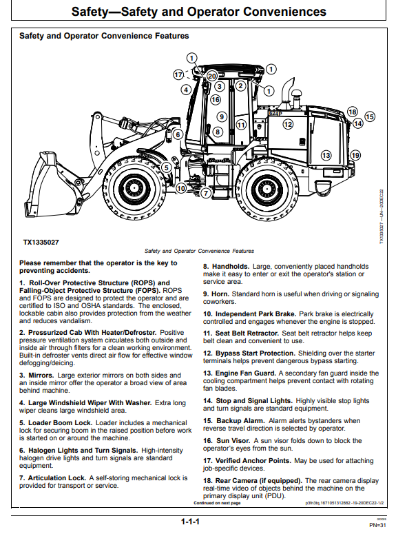JOHN DEERE 624 P-TIER, GEN-A 4WD LOADER OPERATOR MANUAL OMT483919X019