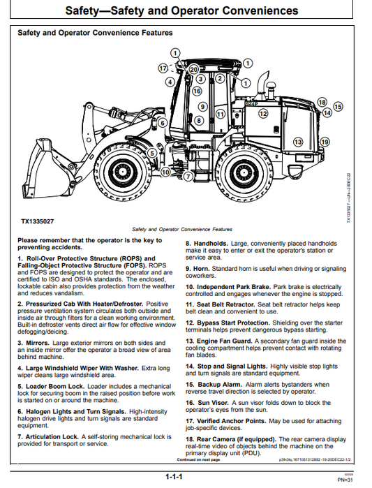 JOHN DEERE 624 P-TIER, GEN-A 4WD LOADER OPERATOR MANUAL OMT483919X019