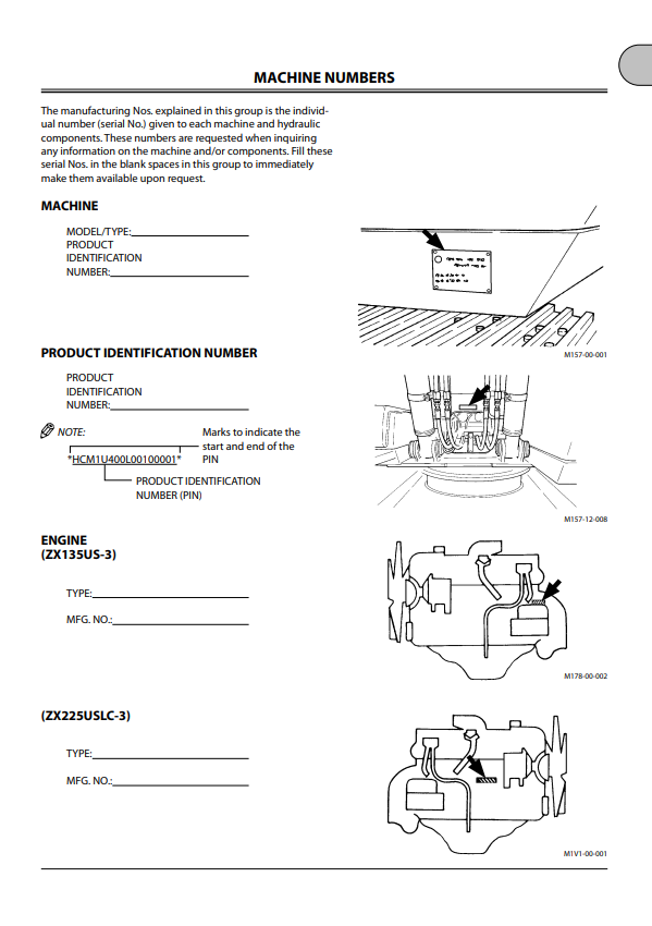 HITACHI ZAXIS 135US-3, 225USLC-3 HYDRAULIC EXCAVATOR OPERATOR MANUAL EM1U4NA22