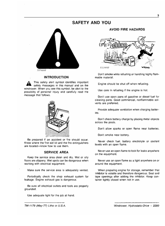 JOHN DEERE 2280 WINDROWER TECHNICAL MANUAL TM1179