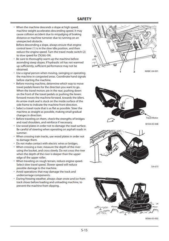 HITACHI ZAXIS 17U-5N, 26U-5N HYDRAULIC EXCAVATOR OPERATOR MANUAL ENMABCNA13