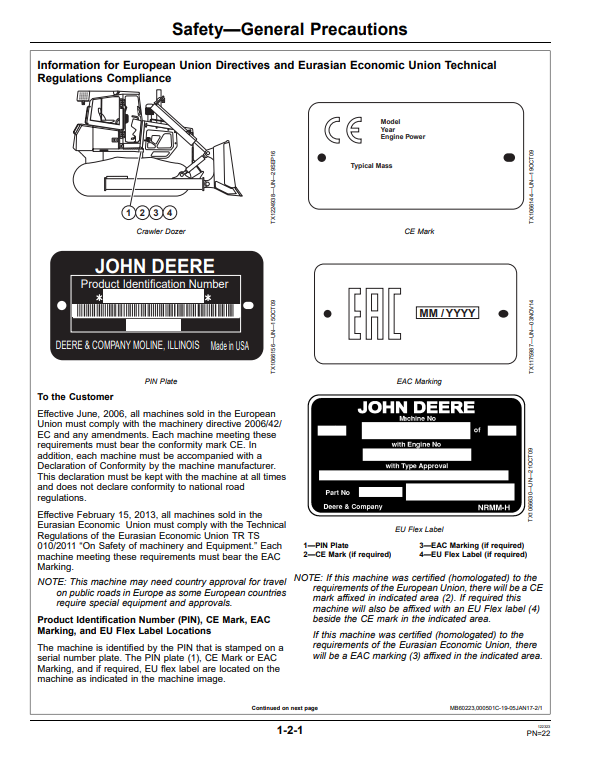 JOHN DEERE 850J CRAWLER DOZER OPERATOR MANUAL OMT275118