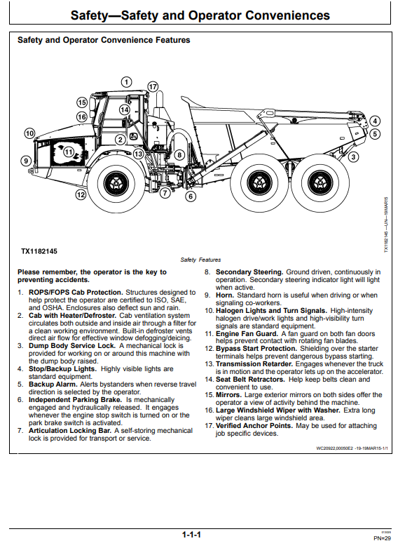 JOHN DEERE 370E, 410E, AND 460E ARTICULATED DUMP TRUCK OPERATOR MANUAL OMT329825X19