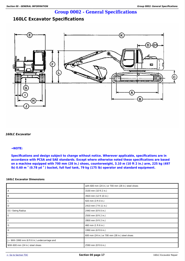 JOHN DEERE 160LC EXCAVATOR REPAIR TECHNICAL MANUAL TM1662