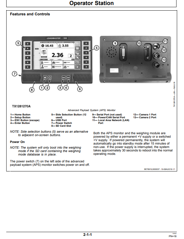 JOHN DEERE 4WD LOADER PAYLOAD SCALE OPERATOR MANUAL OMT447731X019