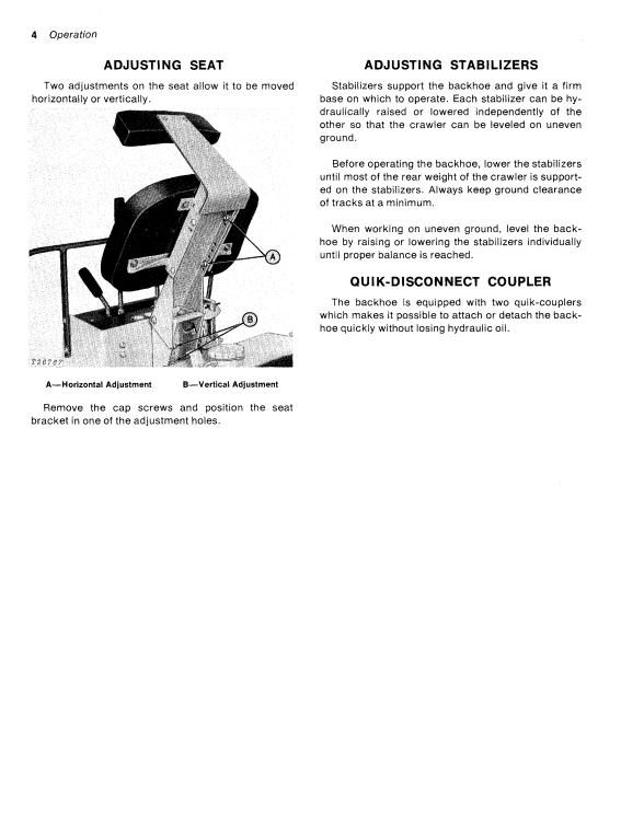 JOHN DEERE 9250 BACKHOE FOR JD350-B AND JD450-B CRAWLER OPERATOR MANUAL OMT40349