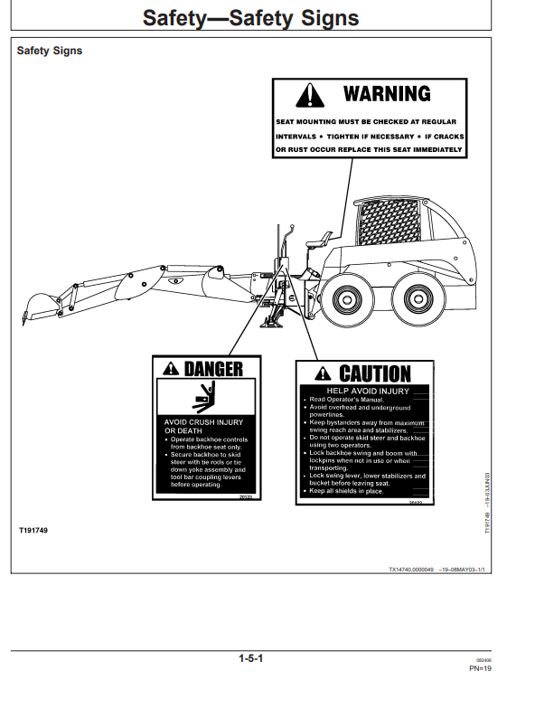 JOHN DEERE UTILITY BACKHOE PRO960 OPERATOR MANUAL OMT203936