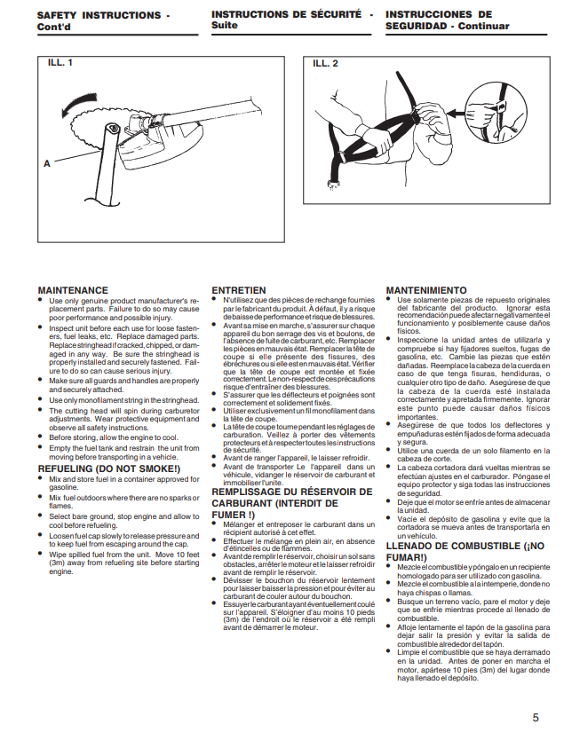 JOHN DEERE XT105 UT15143 STRING TRIMMER / BRUSHCUTTER OWNER MANUAL OMPS01067