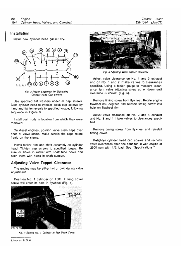 JOHN DEERE 2020 TRACTOR TECHNICAL MANUAL TM1044