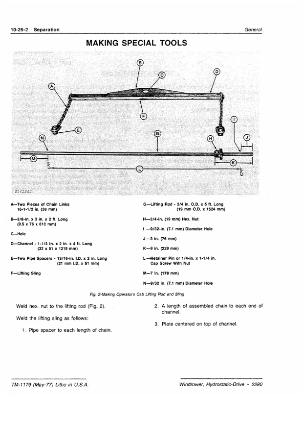 JOHN DEERE 2280 WINDROWER TECHNICAL MANUAL TM1179
