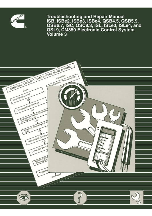 JOHN DEERE CUMMIN ENGINE ISB, ISBE2, ESBE3, ESBE4, QSB, QSC, QSL, ISC, ISLE 4021416-VOL3 REPAIR MANUAL