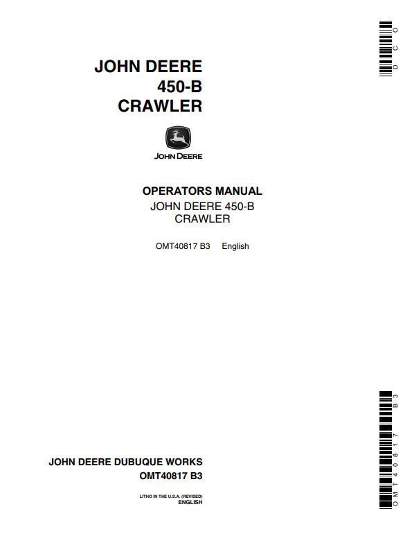 JOHN DEERE 450-B CRAWLER OPERATOR MANUAL OMT40817