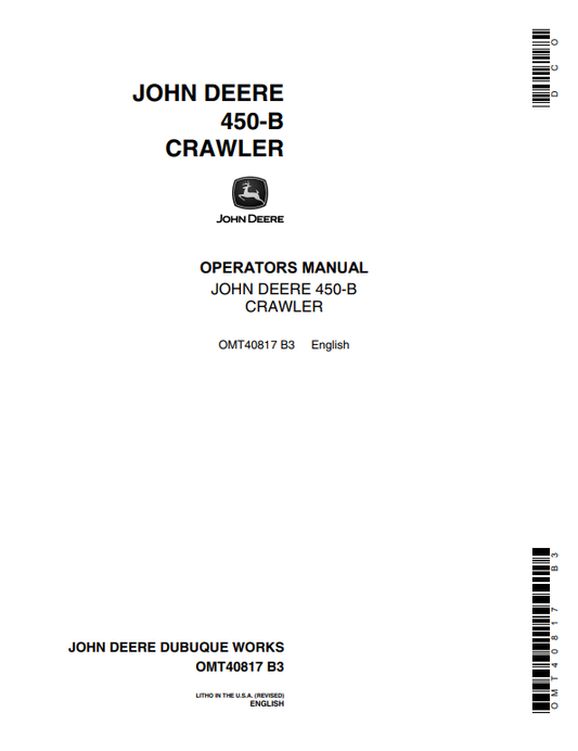 JOHN DEERE 450-B CRAWLER OPERATOR MANUAL OMT40817