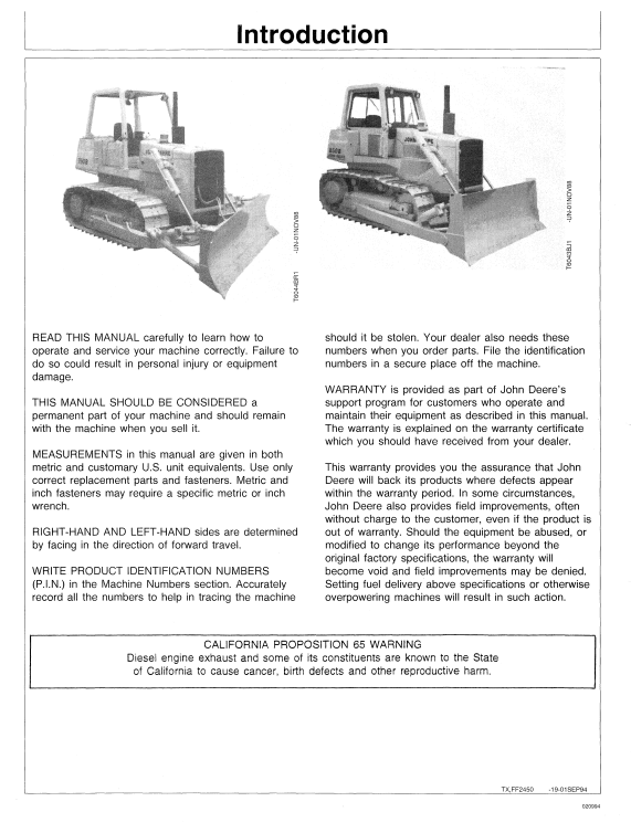 JOHN DEERE 750B LT AND 850B LT CRAWLER TRACTOR OPERATOR MANUAL OMT153078