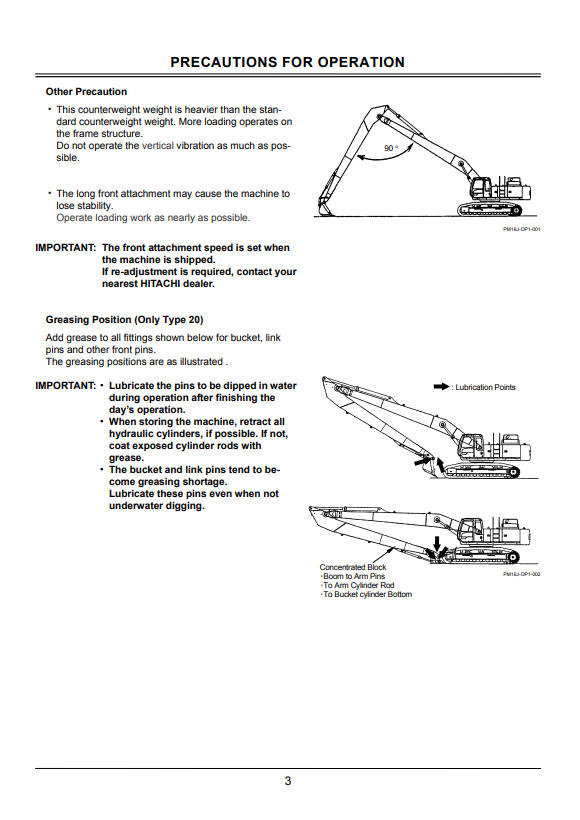 HITACHI ZAXIS 450LC-3, 470LCH-3 SUPER LONG FRONT ATTACHMENT HYDRAULIC EXCAVATOR OPERATOR, PARTS CATALOG MANUAL EPM1J1USL13