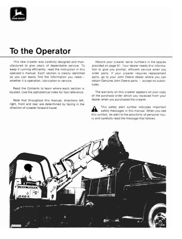 JOHN DEERE 450-B CRAWLER OPERATOR MANUAL OMT40817
