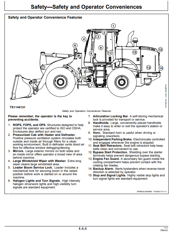 JOHN DEERE 724K 4WD LOADER OPERATOR MANUAL OMT317764