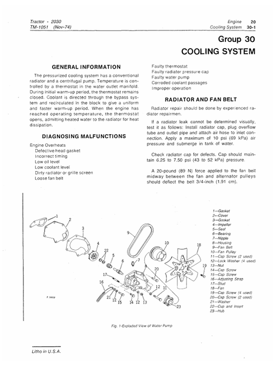 JOHN DEERE 2030 TRACTOR TECHNICAL MANUAL TM1051