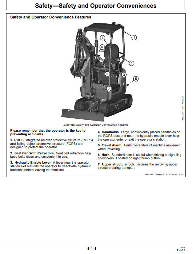 JOHN DEERE 17 P EXCAVATOR OPERATOR MANUAL OMT506563X019