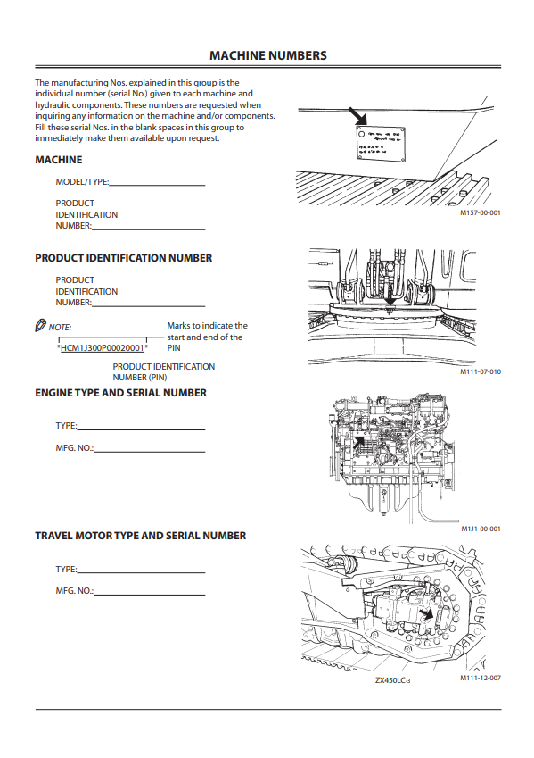HITACHI ZAXIS 450LC-3, 650LC-3, 850LC-3 HYDRAULIC EXCAVATOR OPERATOR MANUAL EM1J3NA12