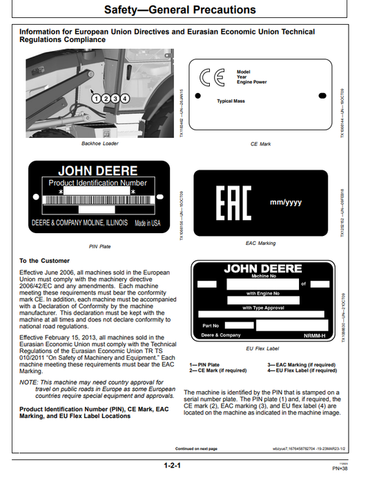 JOHN DEERE 320 P BACKHOE LOADER OPERATOR MANUAL OMT475667X019