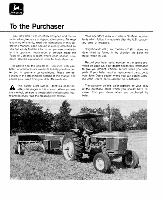 JOHN DEERE 336 SERIES BALERS OPERATOR MANUAL OME53642