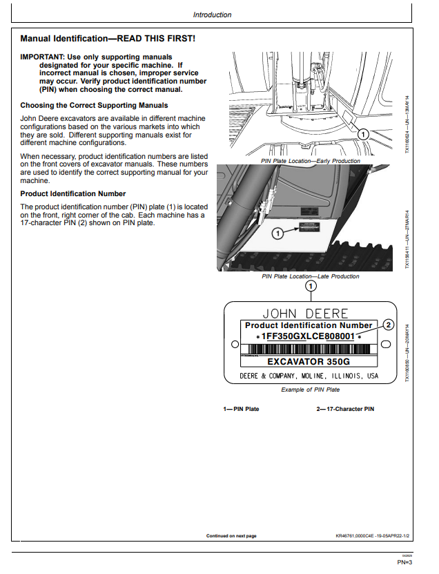 JOHN DEERE 350GLC EXCAVATOR OPERATOR MANUAL OMT289050