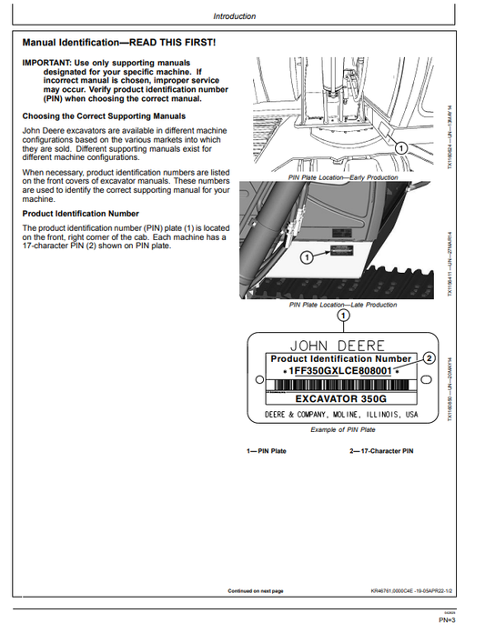 JOHN DEERE 350GLC EXCAVATOR OPERATOR MANUAL OMT289050
