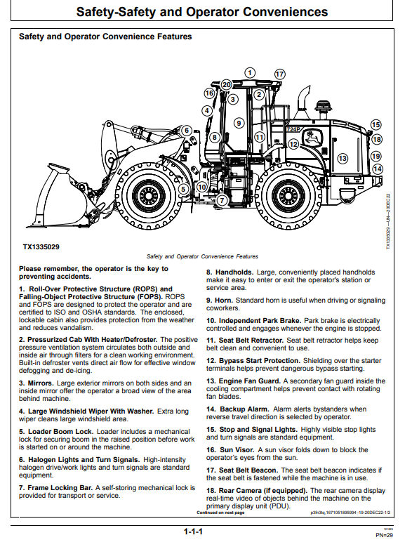 JOHN DEERE 724 P 4WD LOADER OPERATOR MANUAL OMT483922X019