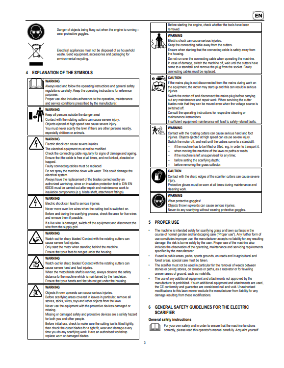 JOHN DEERE 31-V EL (SA725), 35-V EL (SA726), D31RE (SA351), D35RE (SA360) SCARIFIER OPERATOR MANUAL SAU14748