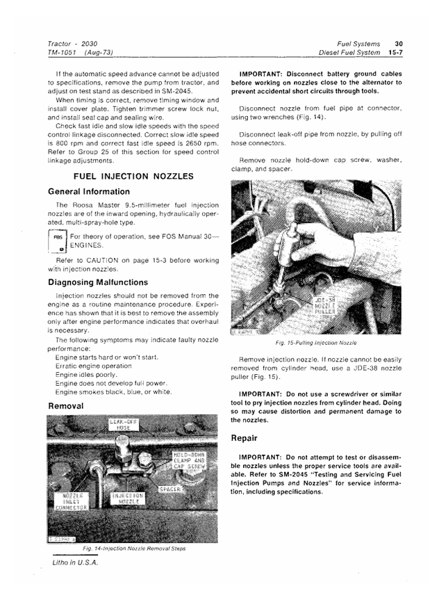 JOHN DEERE 2030 TRACTOR TECHNICAL MANUAL TM1051
