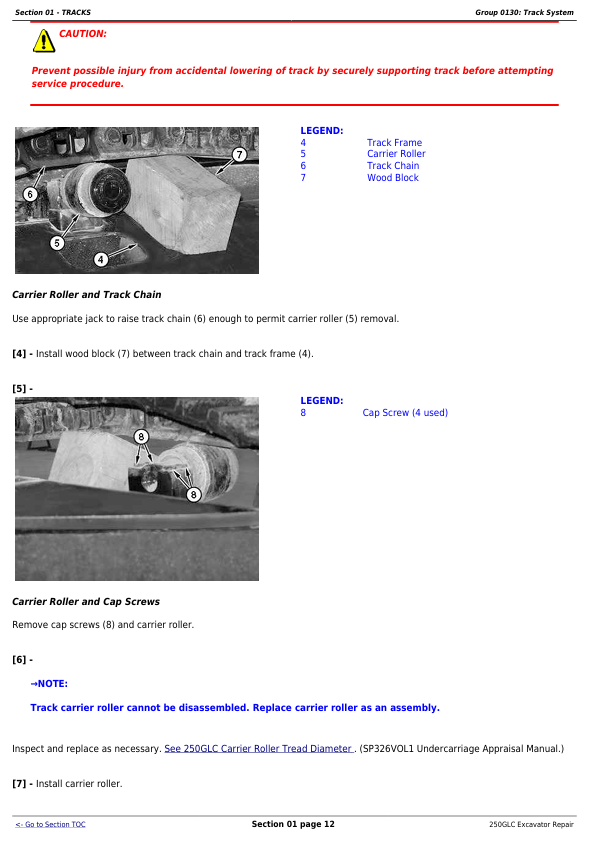 JOHN DEERE 250GLC EXCAVATOR REPAIR TECHNICAL MANUAL TM13209X19