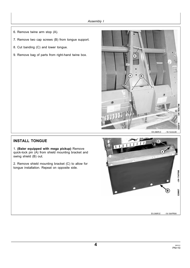 JOHN DEERE 466, 566R ROUND BALER PRE DELIVERY INSTRUCTION MANUAL PDIE90551