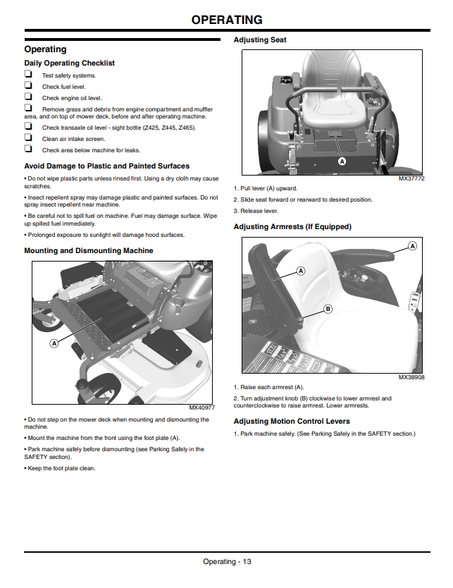 JOHN DEERE Z225, Z245, Z425, Z445, Z465 EZTRAK OPERATOR MANUAL OMM162468