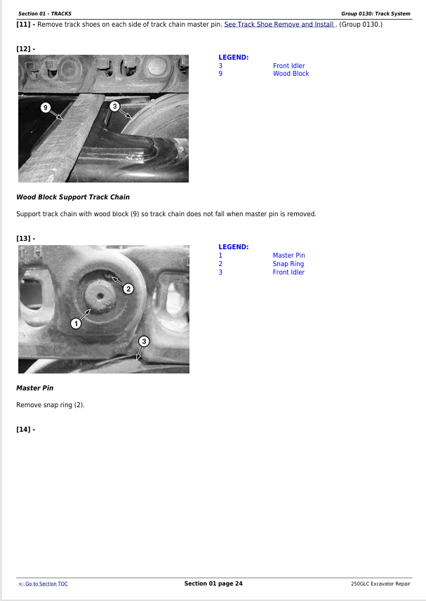JOHN DEERE 250GLC EXCAVATOR REPAIR TECHNICAL MANUAL TM13209X19