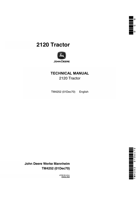 JOHN DEERE 2120 TRACTOR TECHNICAL MANUAL TM4252