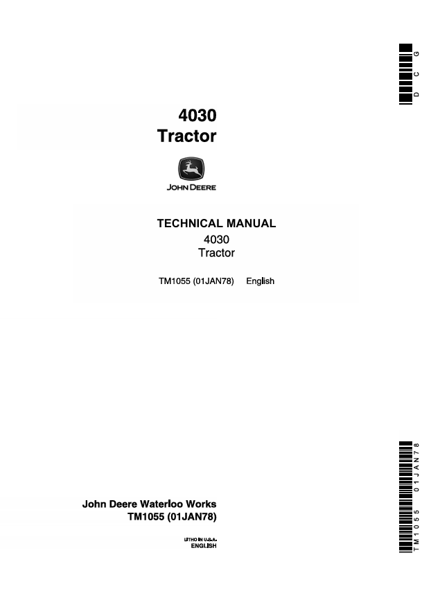 JOHN DEERE 4030 TRACTOR TECHNICAL MANUAL TM1055