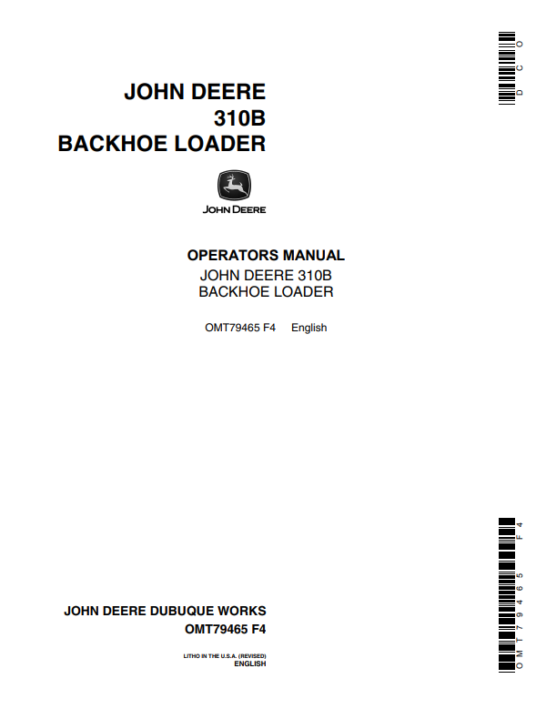 JOHN DEERE 310B BACKHOE LOADER OPERATOR MANUAL OMT79465