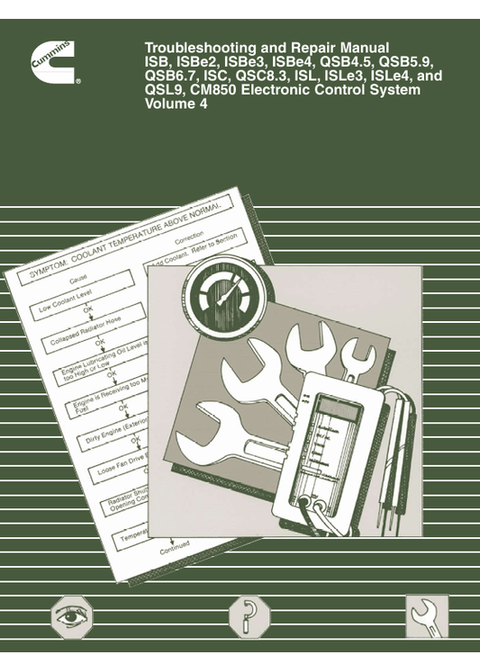 JOHN DEERE CUMMIN ENGINE ISB, ISBE2, ESBE3, ESBE4, QSB, QSC, QSL, ISC, ISLE 4021416-VOL4 REPAIR MANUAL
