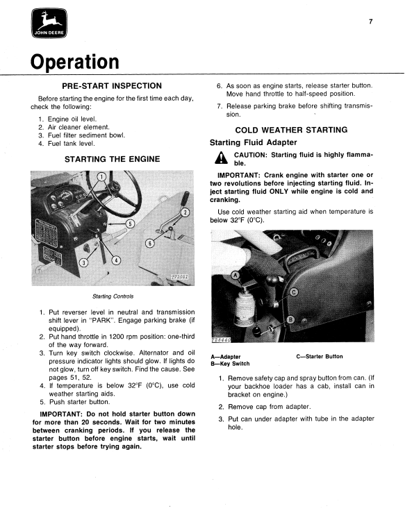 JOHN DEERE JD510 BACKHOE LOADER OPERATOR MANUAL OMT67927