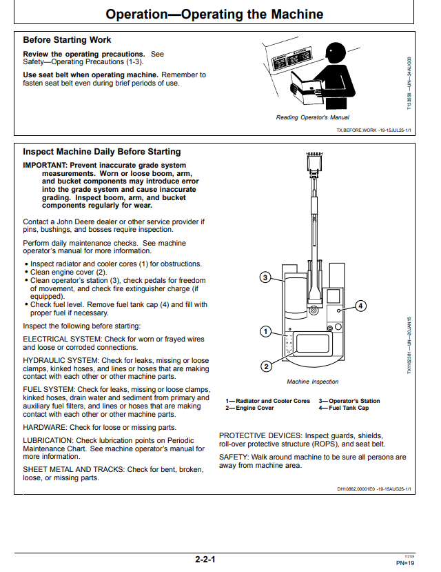 JOHN DEERE 210GLC, 350GLC, 470GLC EXCAVATOR GRADE GUIDANCE AND SMARTGRADE™ OPERATOR MANUAL OMT443615X019