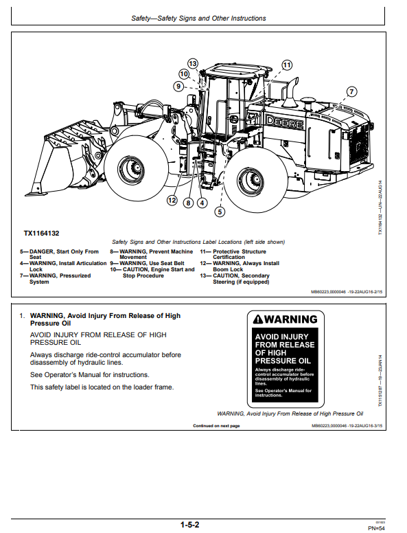 JOHN DEERE 824K4WD LOADER OPERATOR MANUAL OMT351579X19