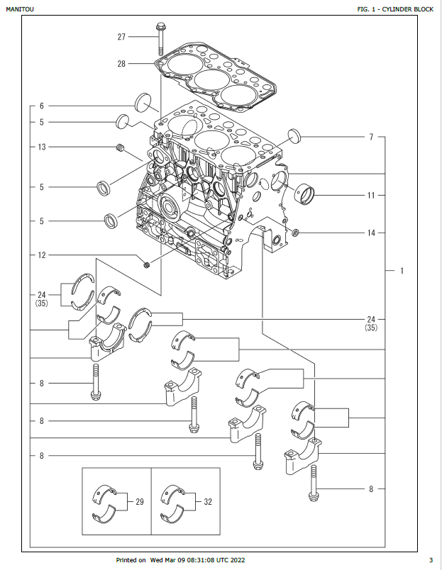 50940298 MUSTANG 3TNV74F-SPBV Engine Parts Catalog PDF Manual