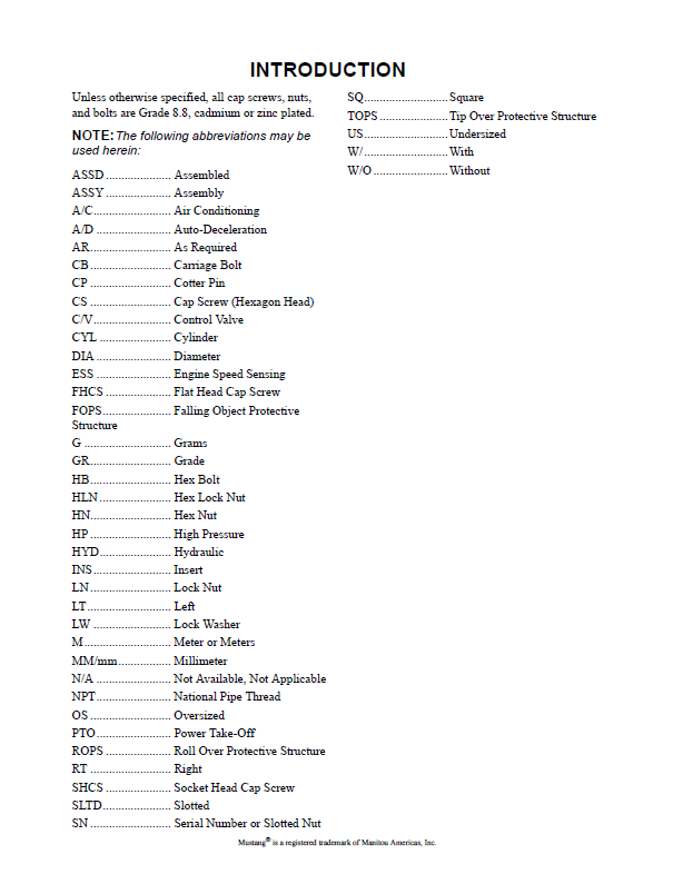 50940493 Mustang 80M Compact Excavator Parts & Components Manual
