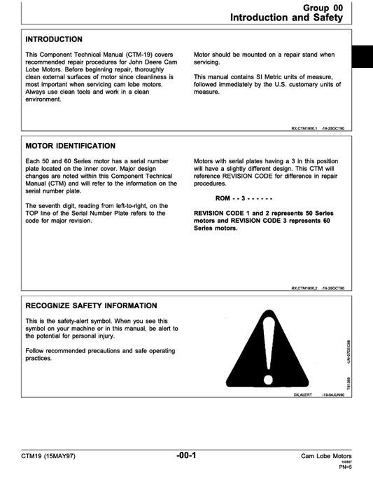 JOHN DEERE CAM LOBE MOTOR MANUAL CTM19