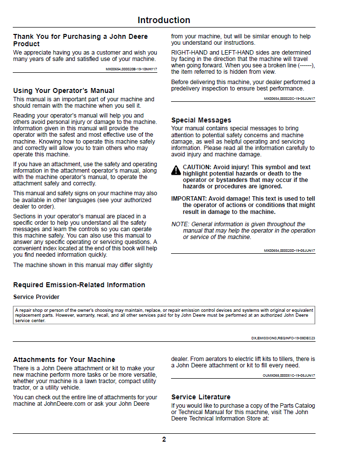 OMUC32807 - JOHN DEERE Z900E, Z900M, Z900R ZTRAK™ PRO SERIES GAS OPERATOR MANUAL