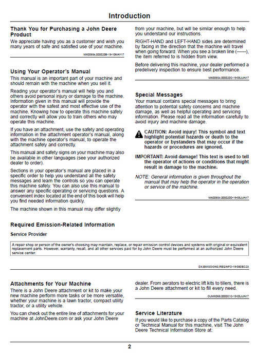 OMUC32807 - JOHN DEERE Z900E, Z900M, Z900R ZTRAK™ PRO SERIES GAS OPERATOR MANUAL