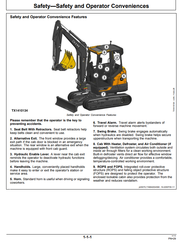 JOHN DEERE 40 P EXCAVATOR OPERATOR MANUAL OMT510862X019